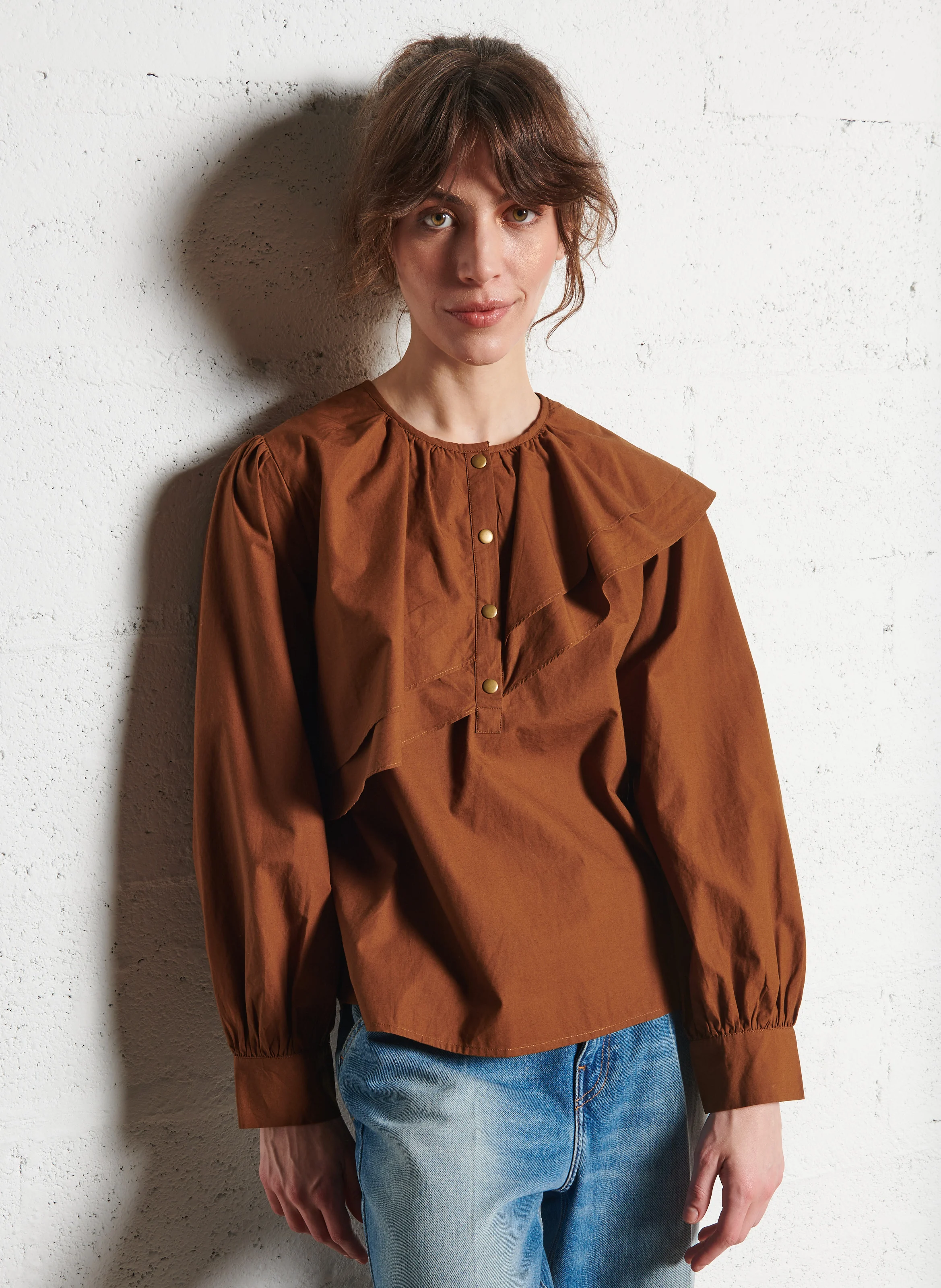 GERMAIN - Blouse col rond| Marron