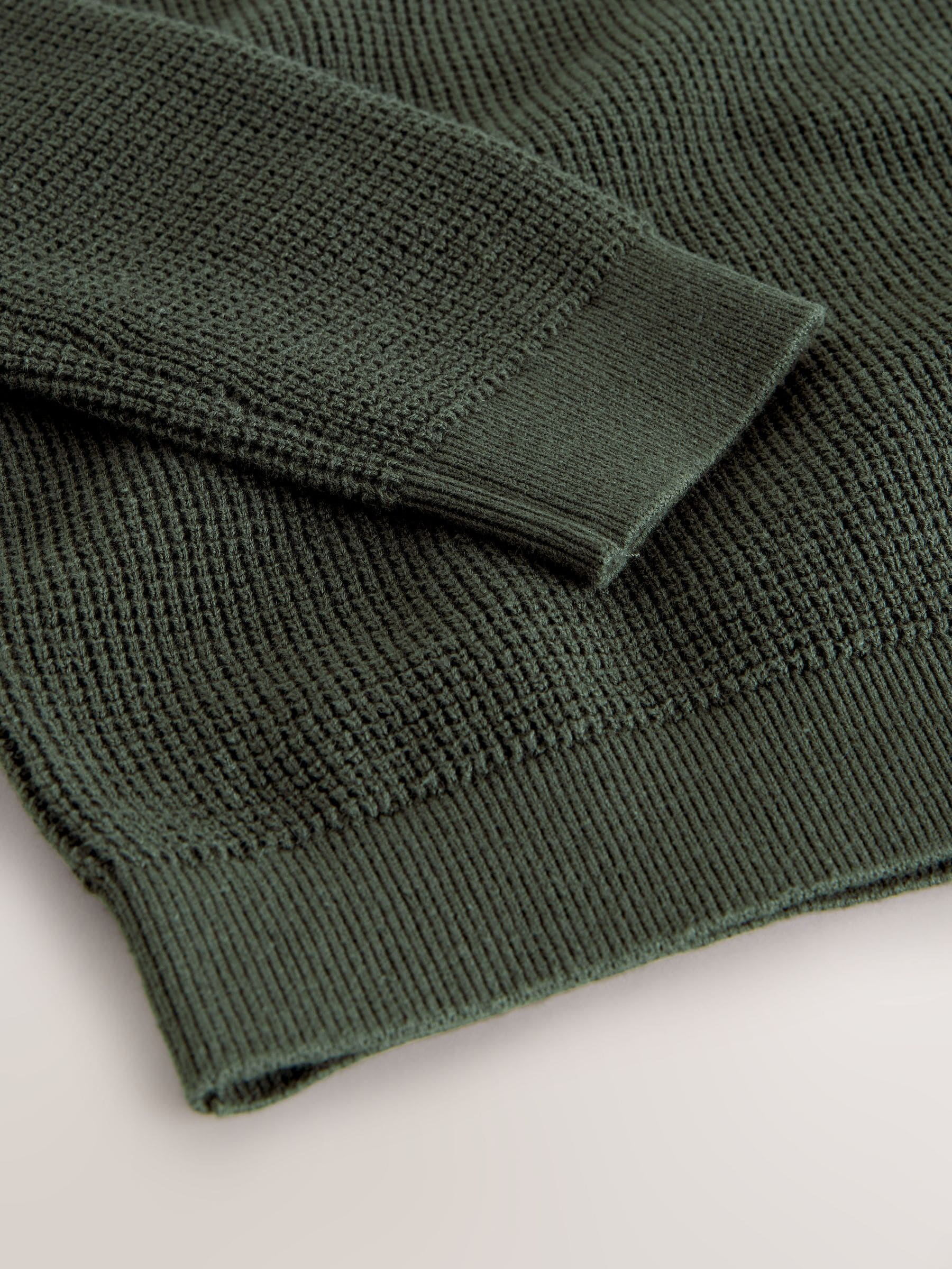 Donkergroen - Poloshirt met textuur en lange mouwen (3-16jr)