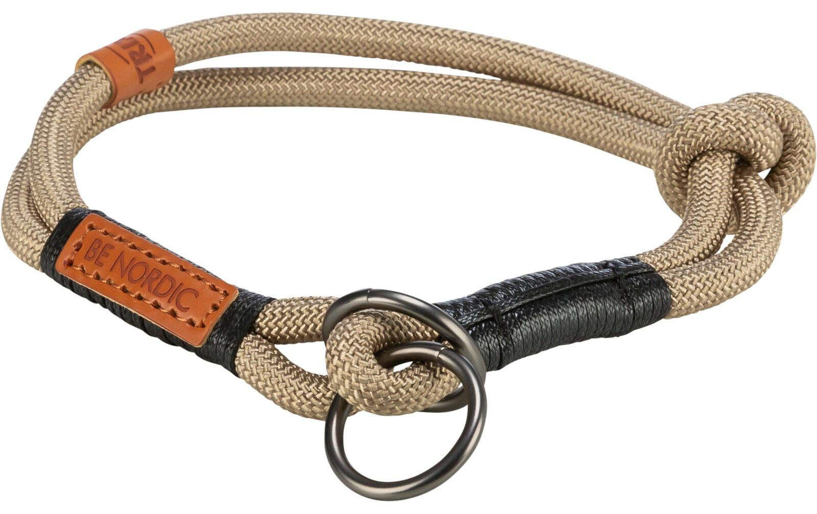 BE NORDIC Zug-Stopp-Halsband L, 50 cm, Sand/SchwarzHundehalsband aus Tau