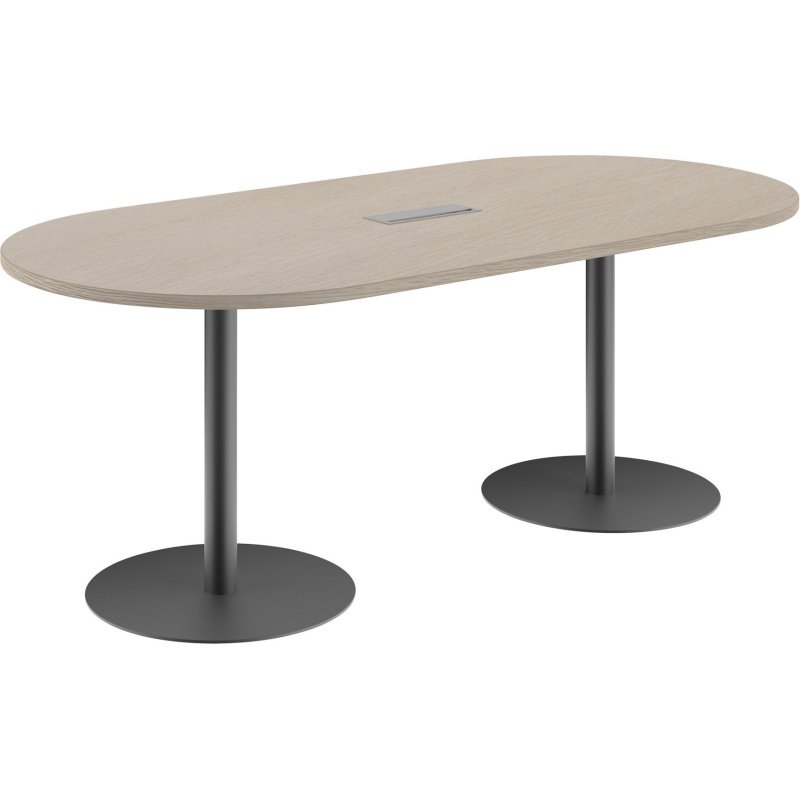 Table de réunion ovale L 210 cm piètement colonne métal avec top access Excellens