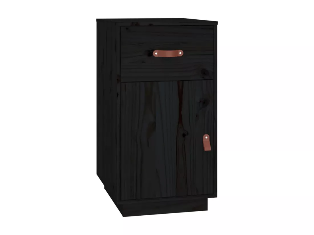 Bureau avec armoires Noir 135x50x75 cm Bois massif de pin