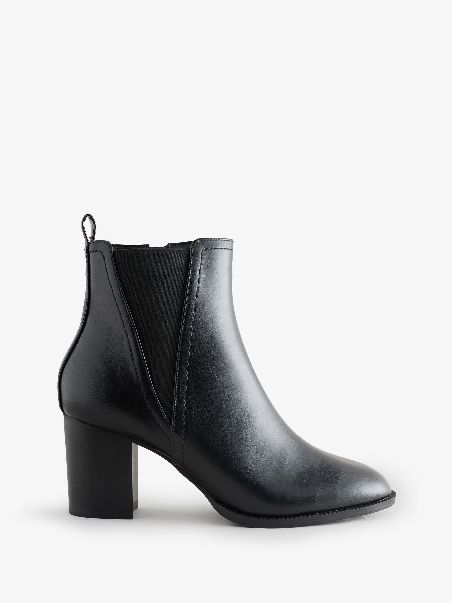 Zwart - Novo Wide Fit Jessie Block Heel V Chelsea Ankle Boots