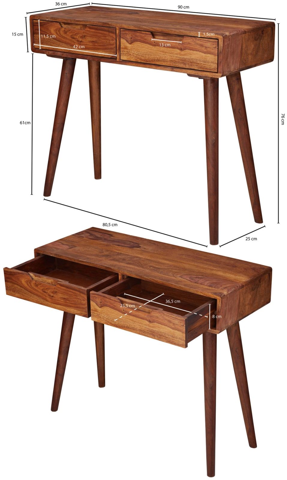 Konsolentisch - Sheesham - Massivholz - 90 cm