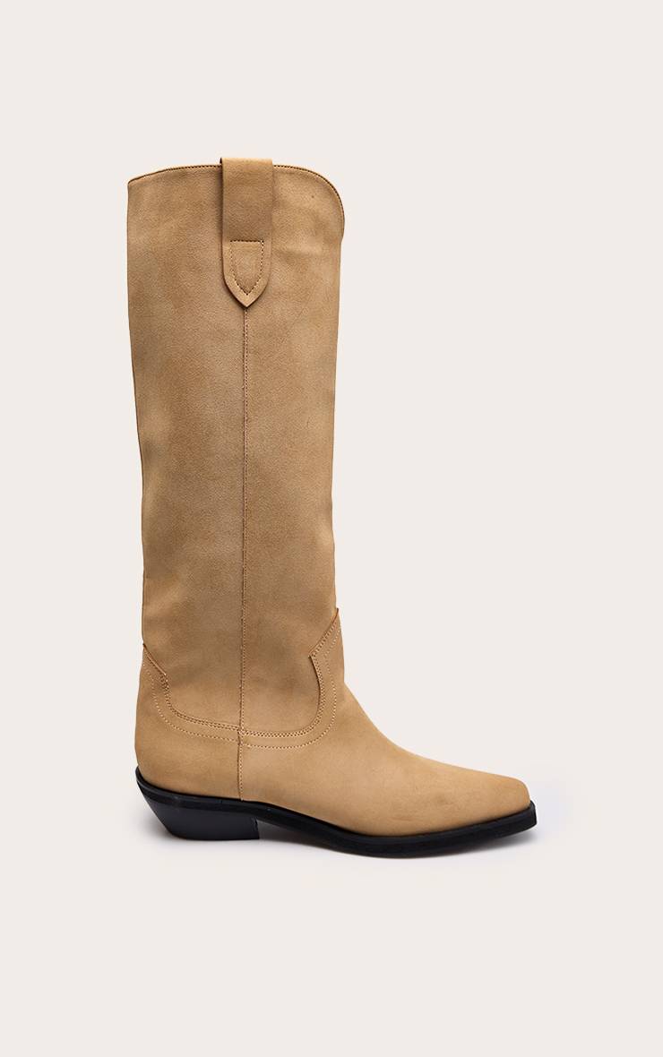 Camel Bottes Hautes Plates En Synthétique Style Western