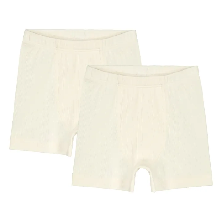 Gray Label Lot 2 Boxers Basiques Coton Bio | Blanc cassé