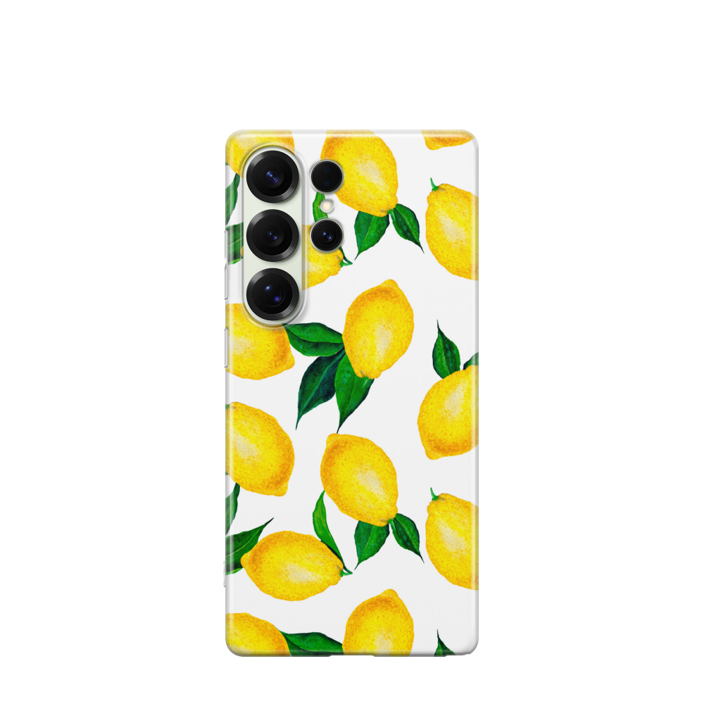 Samsung Galaxy S25 Ultra Gummi Hülle Zitronenzeit - Weiss
