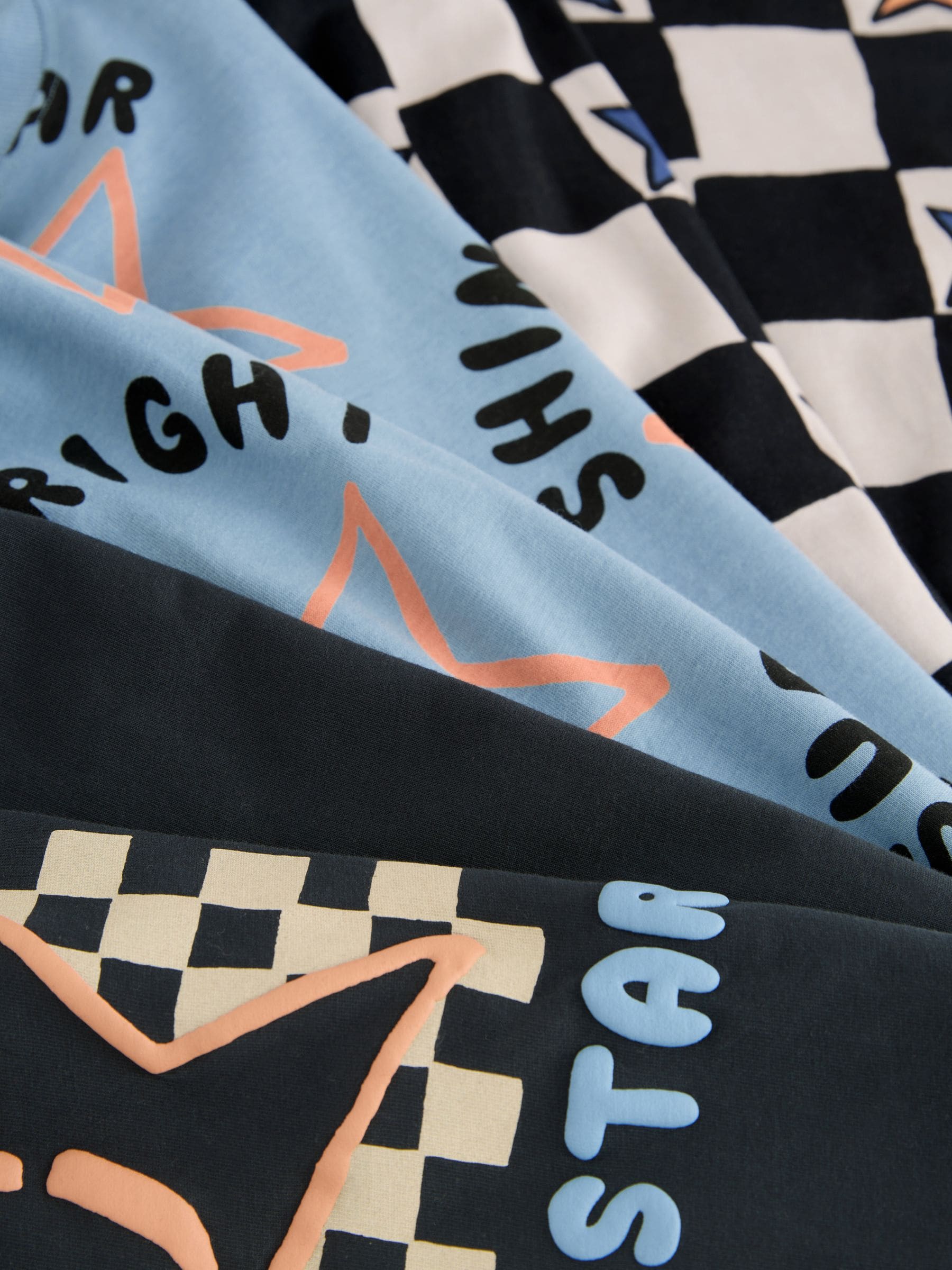 Meerkleurig ster- en dambordmotief - Verpakking van 3 oversized pyjama's 3 (9mnd -10jr)