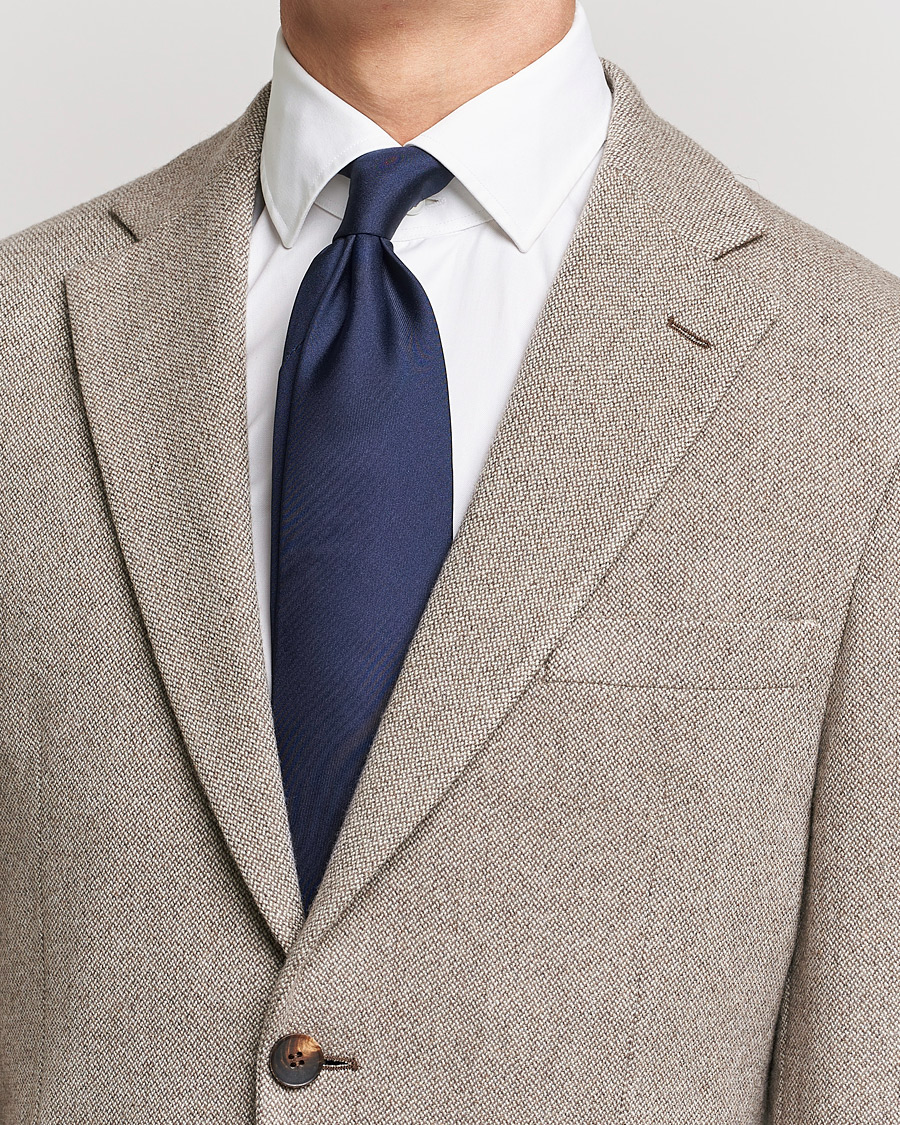 Stenströms Silk Tie Plain Navy