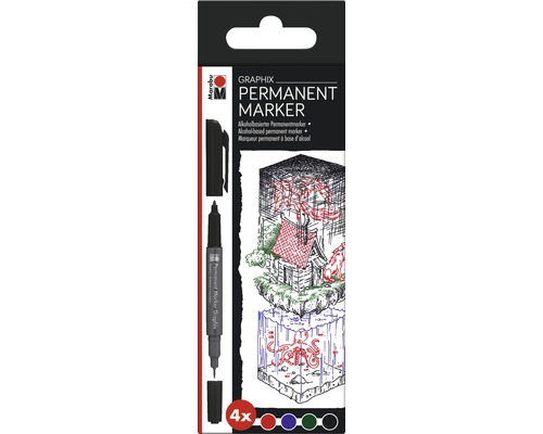 Marabu Permanent Marker Graphix 4-pack ER WAS EENS