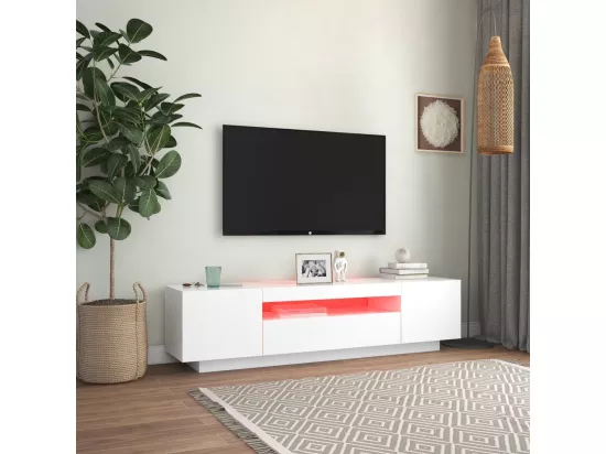 Meuble TV avec lumières LED blanc 160x35x40 cm