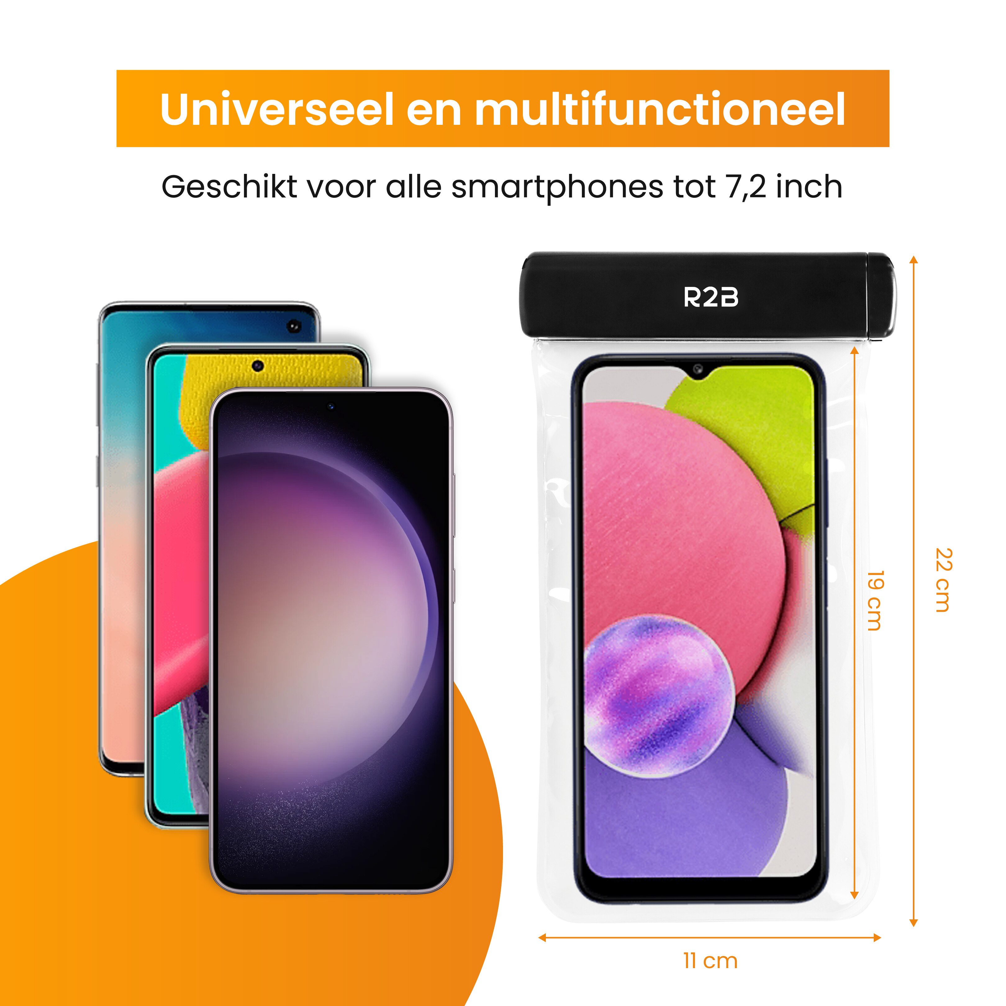 R2B waterdicht telefoonhoesje met koord - 2 stuks