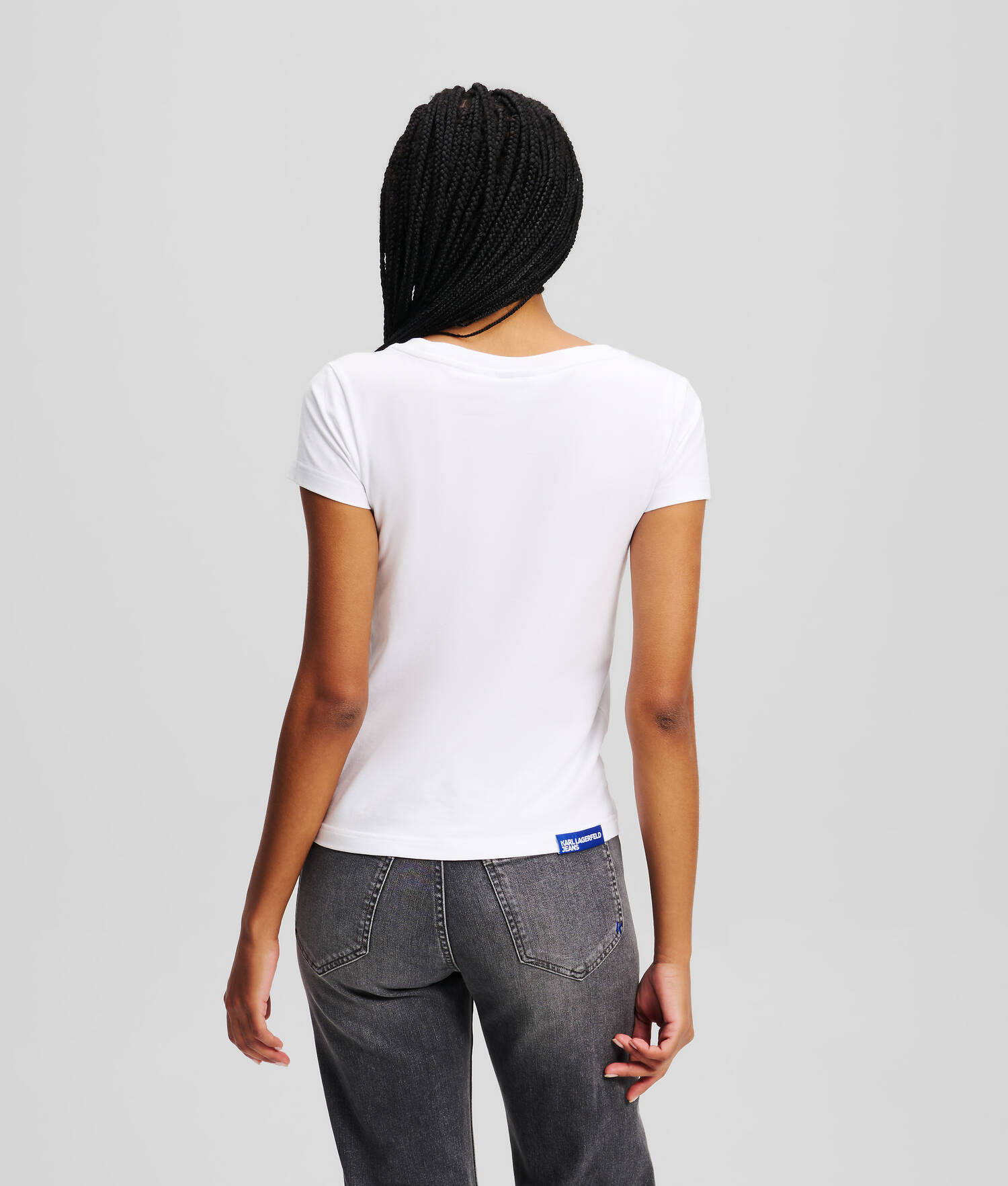 T-SHIRT AJUSTÉ À COL EN V - Blanc