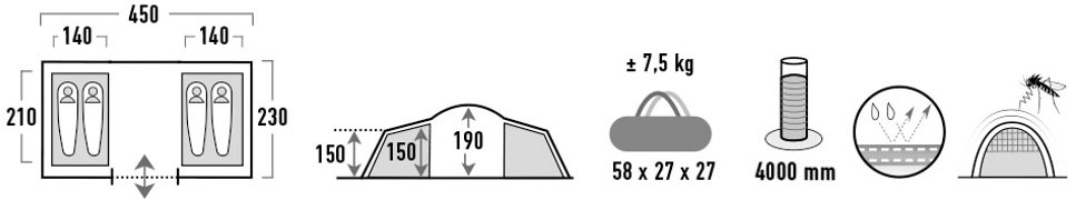High Peak Kuppelzelt »Como 4.0« 4 Personen