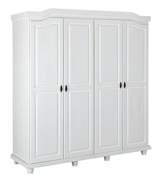 Drehtürenschrank Fynn 182 x 197,5 cm Kiefer massiv weiß lackiert