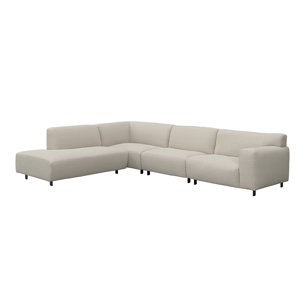 Vesta hjørnesofa 3-seter med åpen ende venstre, Big hjørnemodul, Tekstil Marsel Beige, standardsøm, sort metallben 10 cm, Comfort CM
