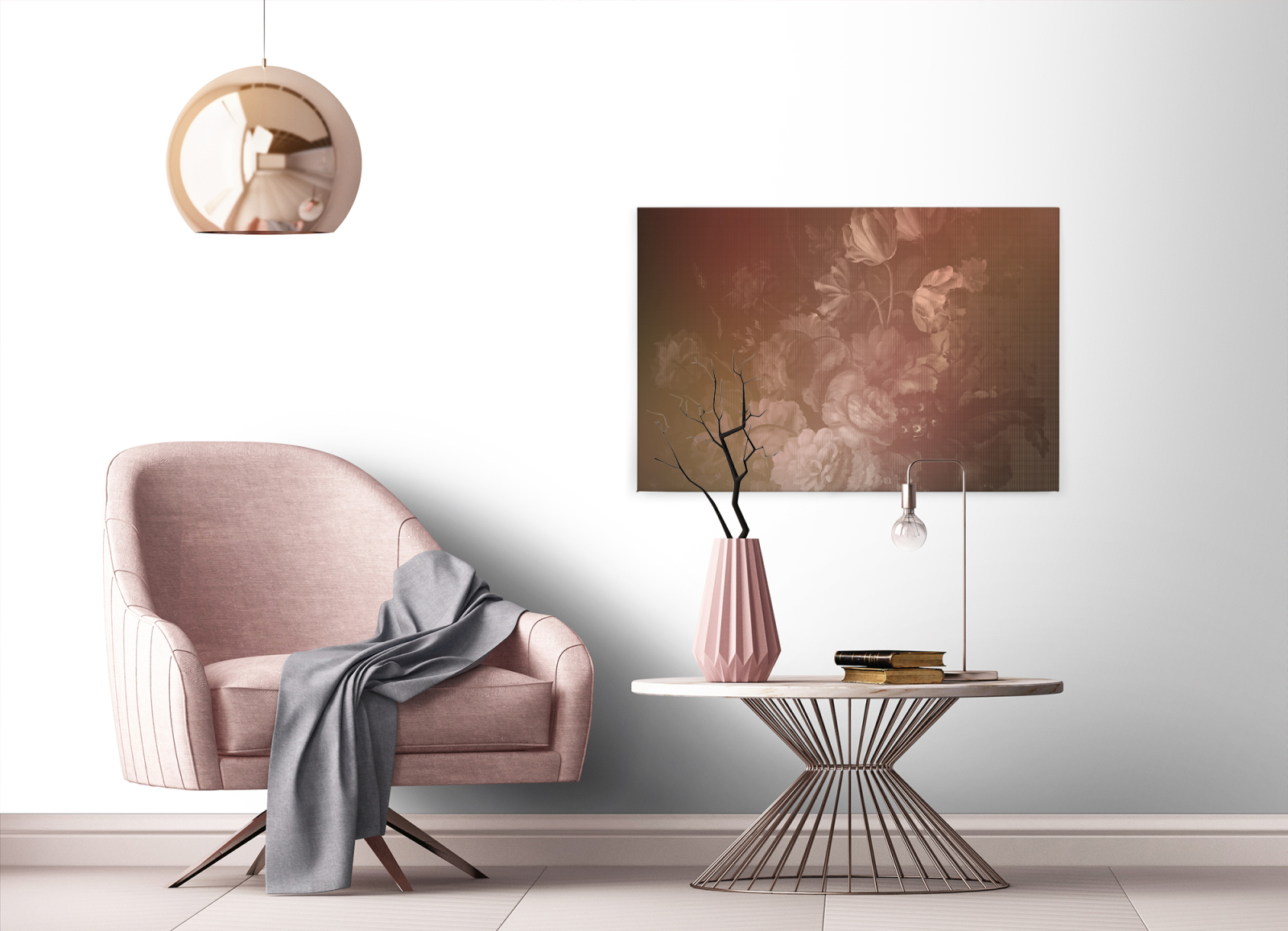 Leinwandbild PASTELLIGE BLUMEN - rot - 90x60 cm