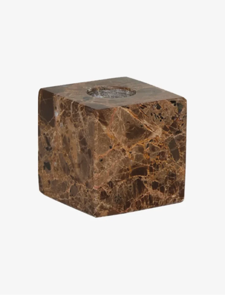 OYOY LIVING - Savi Square Marmor Lysestage Lav - Brun