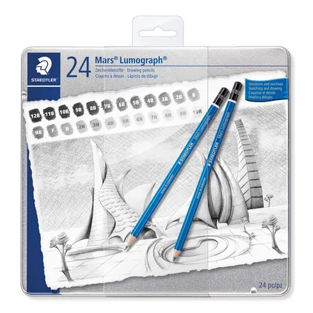 STAEDTLER® Bleistift Mars® Lumograph® Metalletui, 24 Härtegrade