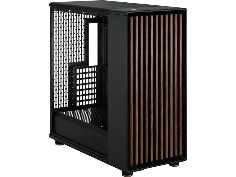Fractal Design PC-Gehäuse North XL Schwarz Elegantes Gehäuse mit offener Front aus echtem Walnussholz