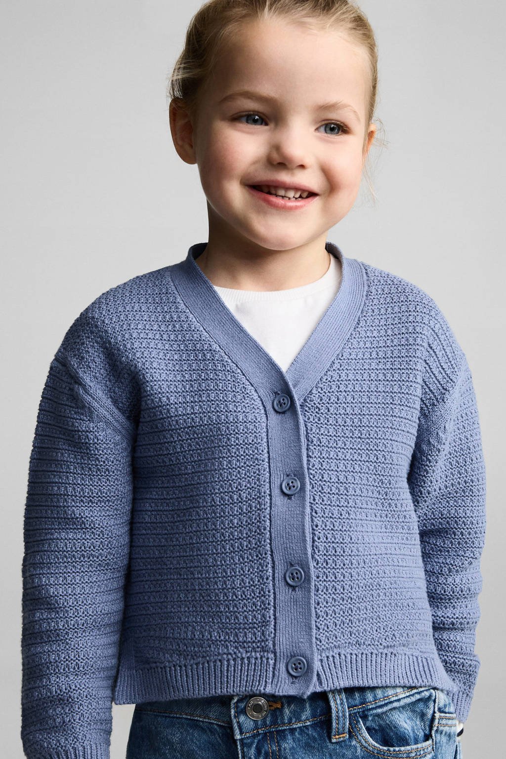 Mango Kids vest blauw gebreid