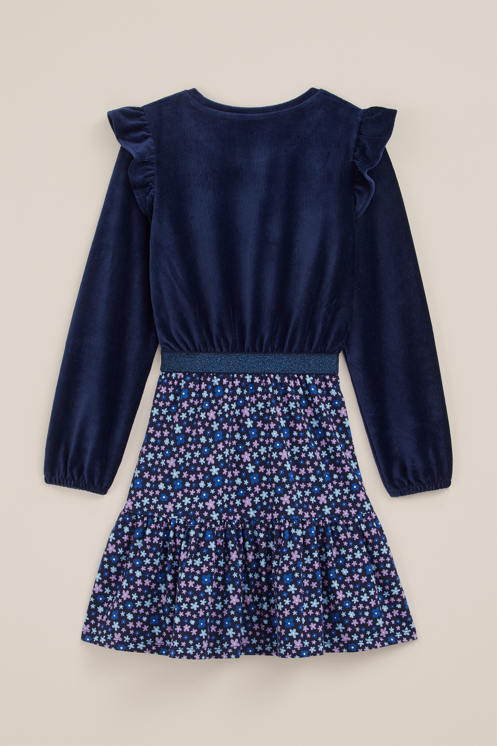 Meisjes velvet jurk met dessin WE Fashion Donkerblauw