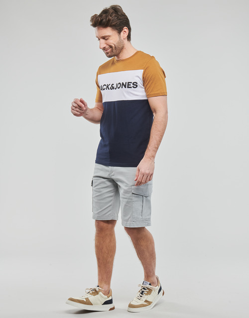 Jack & Jones - JJELOGO BLOCKING TEE SS - Jaune / Blanc / Marine