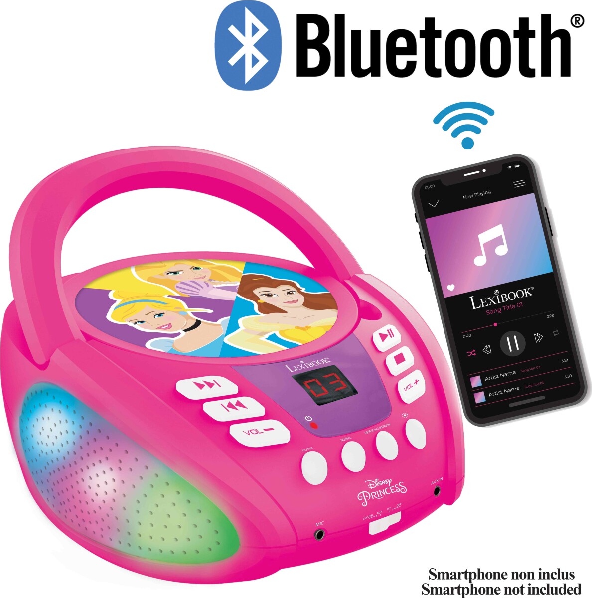 Lexibook - Disney Prinsesse - Bluetooth Cd Afspiller