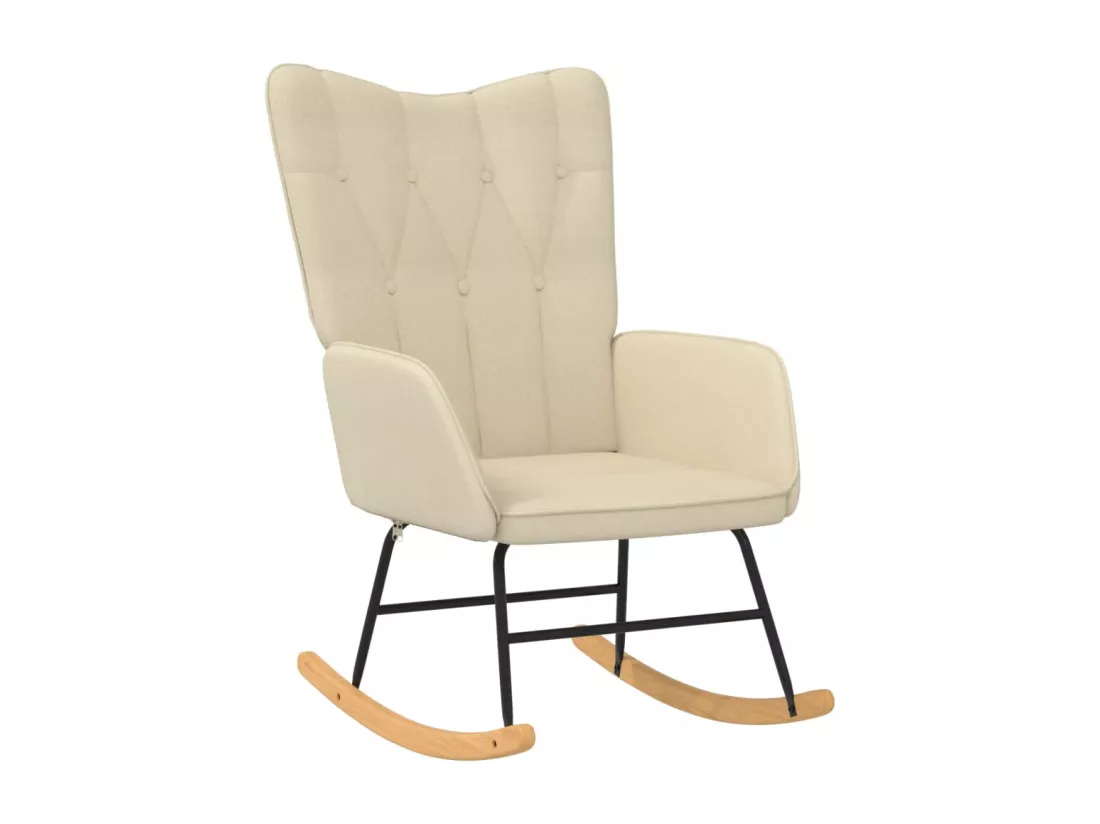 Chaise à bascule avec repose-pied Crème Tissu