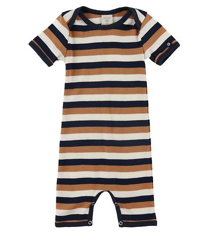 Smallstuff Sommerstrampler - Navy/Hagebuttenstreifen