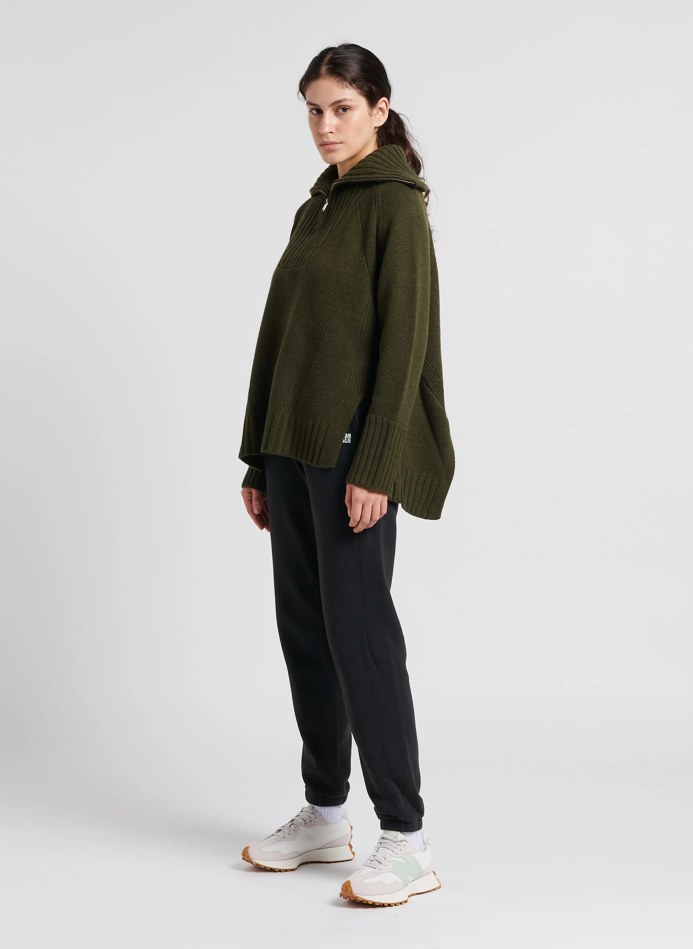 IZUBIRD - Jogging taille haute en coton mélangé | Noir