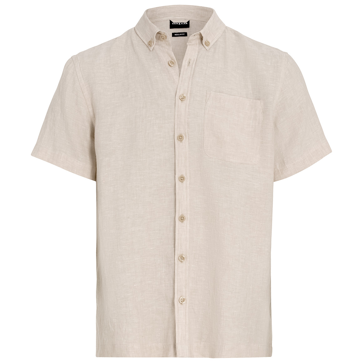 Herren Leinen-Hemd mit kurzen Ärmeln beige