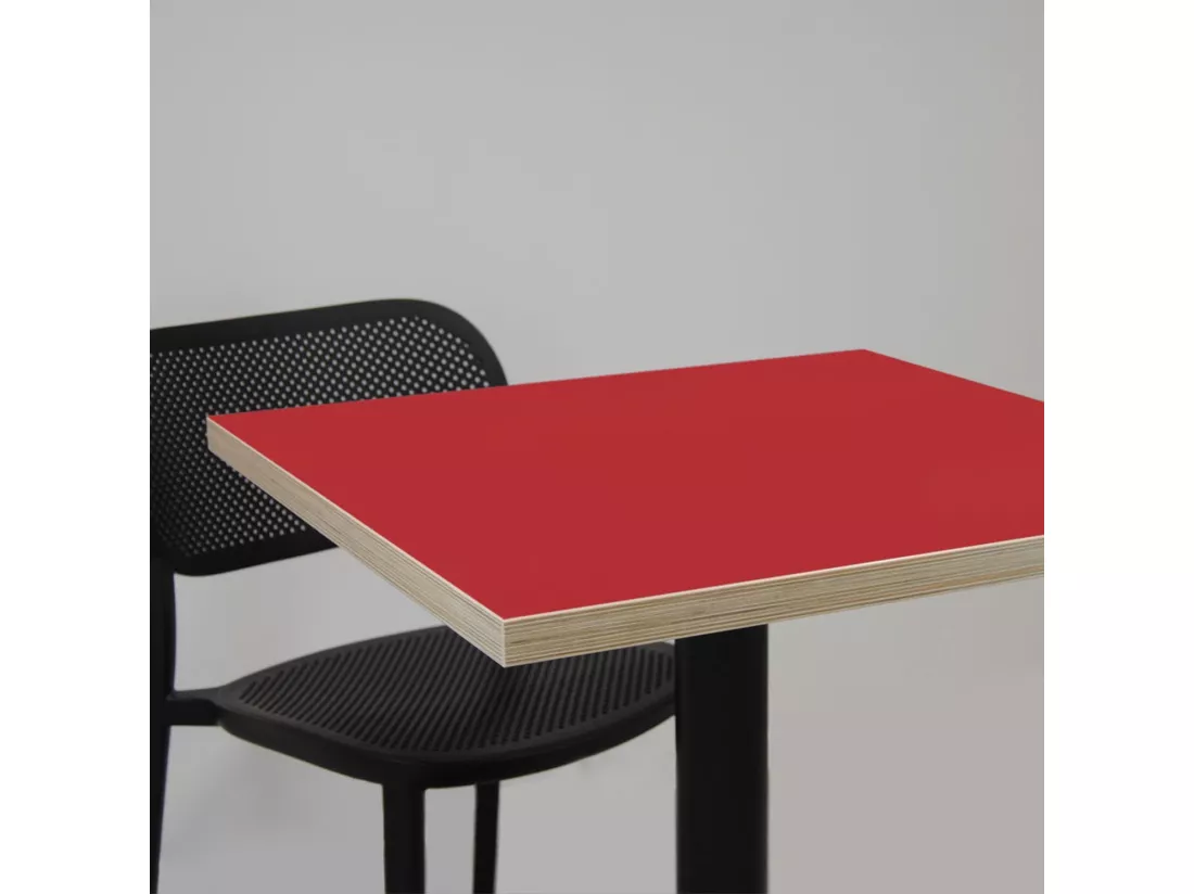 Mange-debout 60 x 60 cm - modèle Bazila rouge chants bois