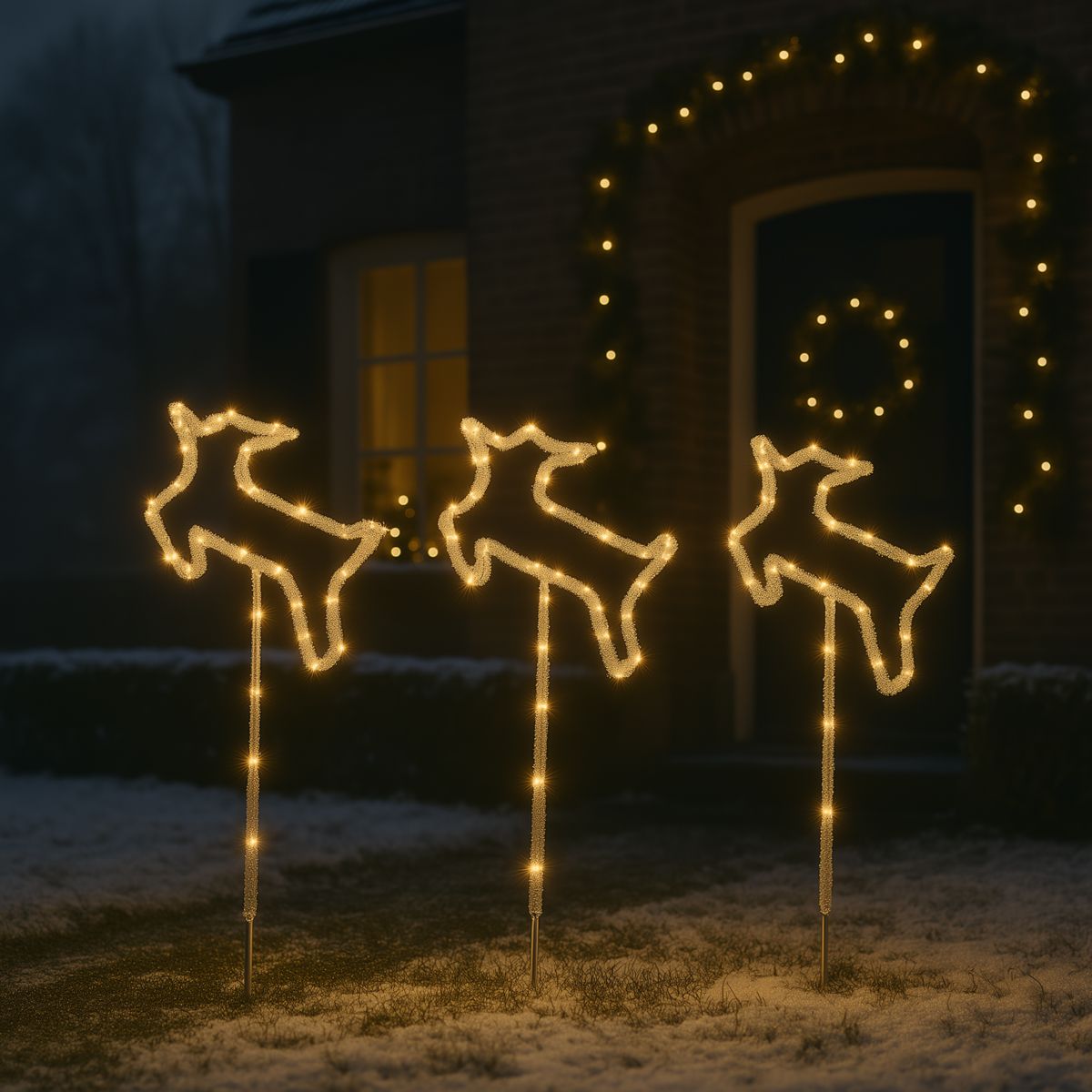 Set van 3 kerst prikspots wit herten incl. LED met timer IP44 - Shika