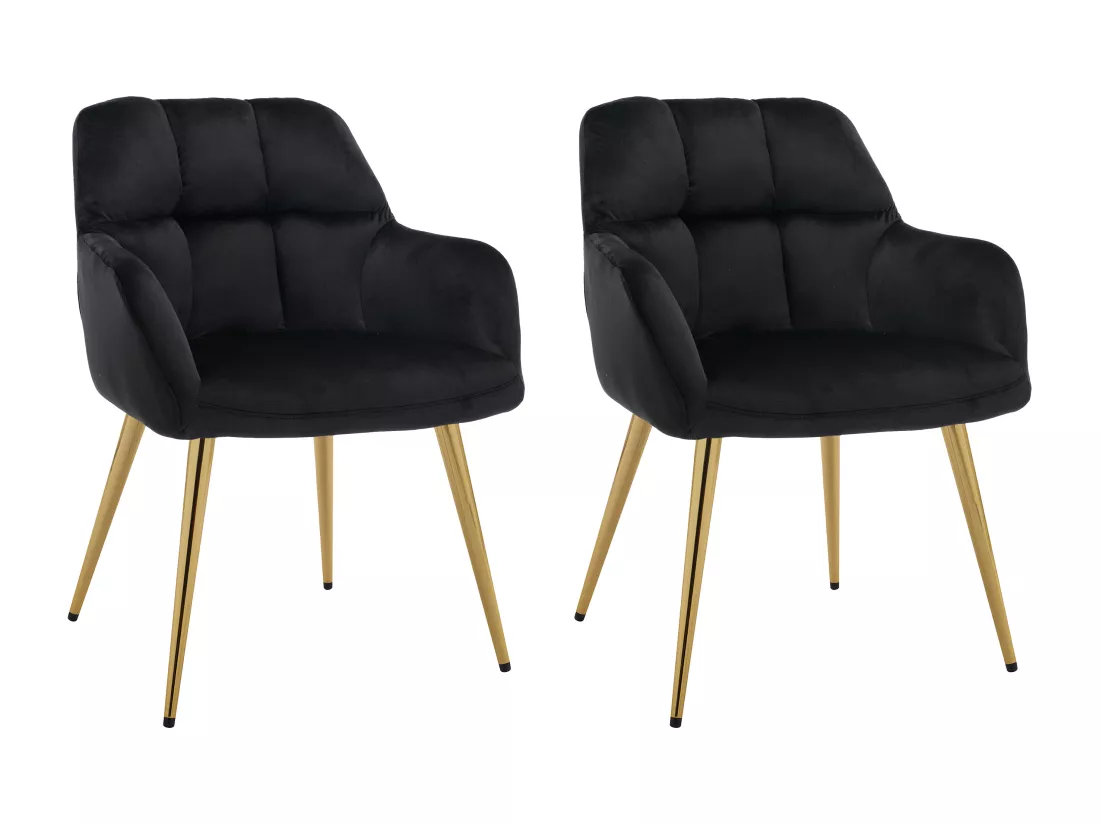 Lot de 2 chaises avec accoudoirs en velours et métal doré - Noir - PEGA de Pascal MORABITO