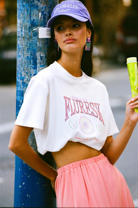 Fluresk witte dames t-shirt