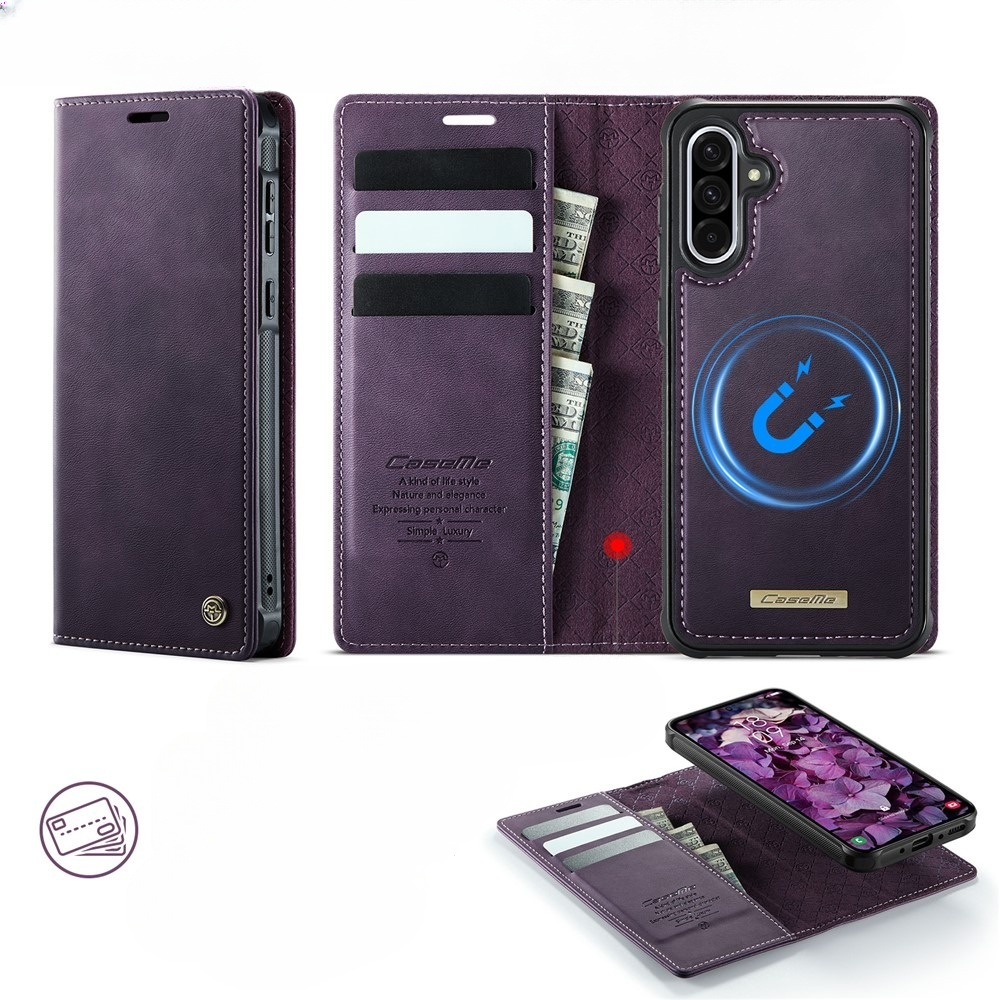 Samsung Galaxy A56 2in1 Leder Tasche   Magnet Hardcase Karten Etui MagSafe-Modul (RFID Schutz) - Lila