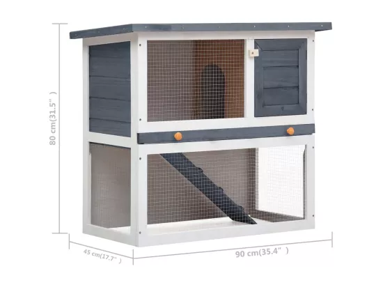 Clapier d'extérieur 1 porte Gris Bois