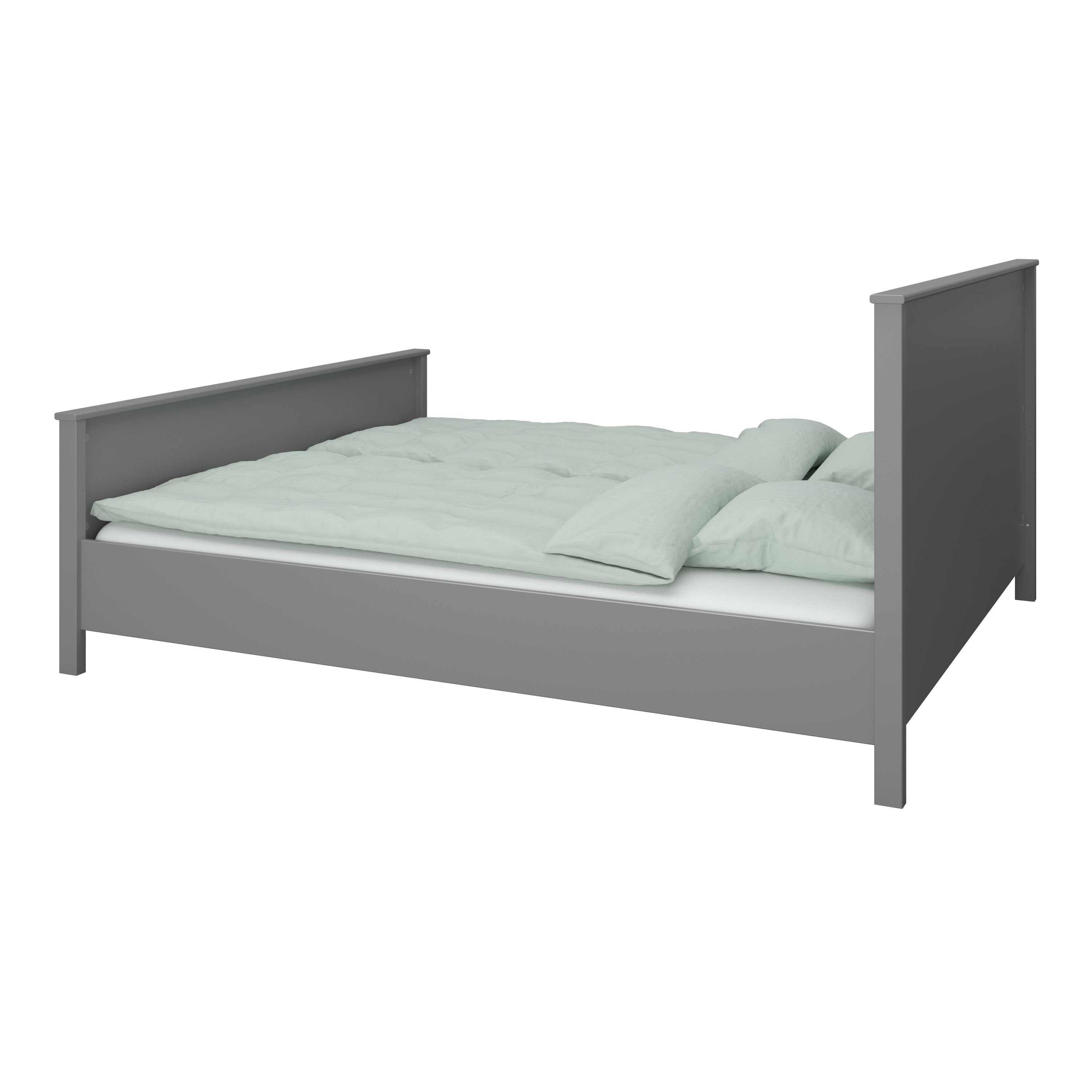 Landhaus Doppelbett 180x200 grau Ehe Bett Bettgestell Bettrahmen Holz Gästebett