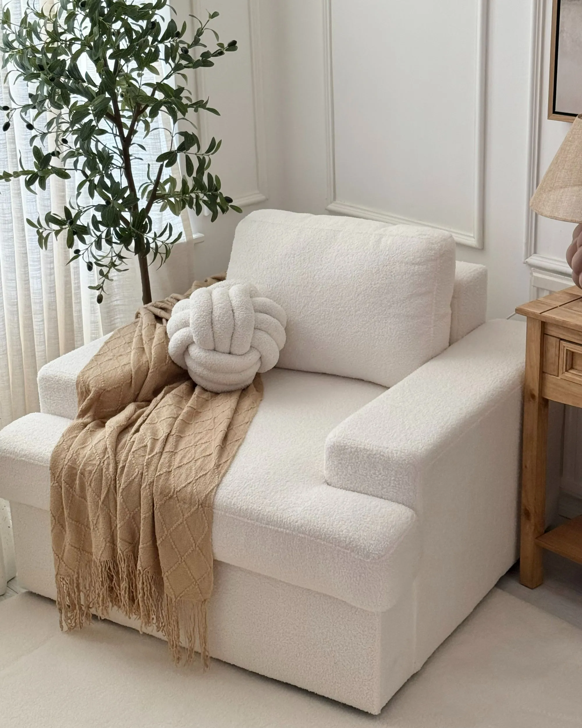 Fauteuil ALLA Bouclé Gebroken wit