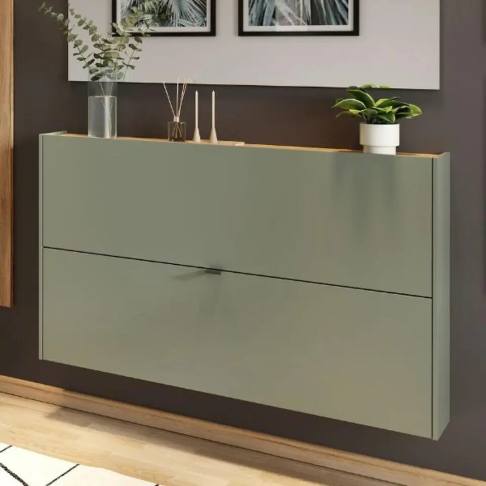 Germania Schoenenkast Elton - 140 x 19 x 85 cm - Satijngroen design