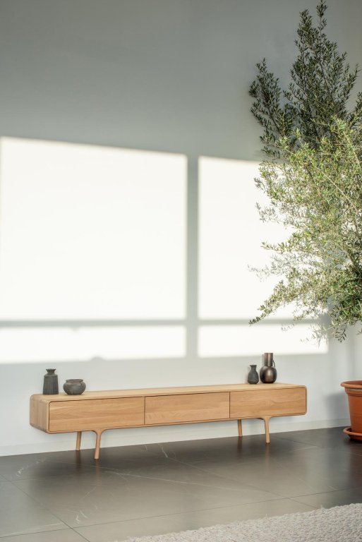Gazzda Fawn lowboard tv-meubel 3 lades 220x45 naturel