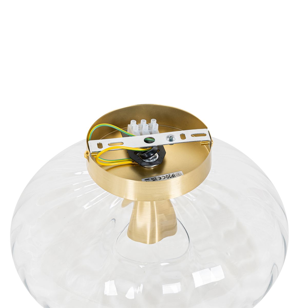 Art Deco plafondlamp goud met glas - Ayesha