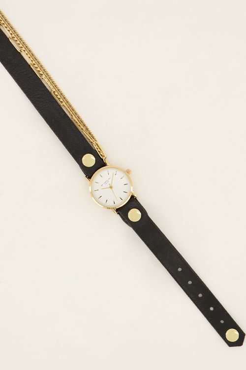 Zwart horloge met dubbele band