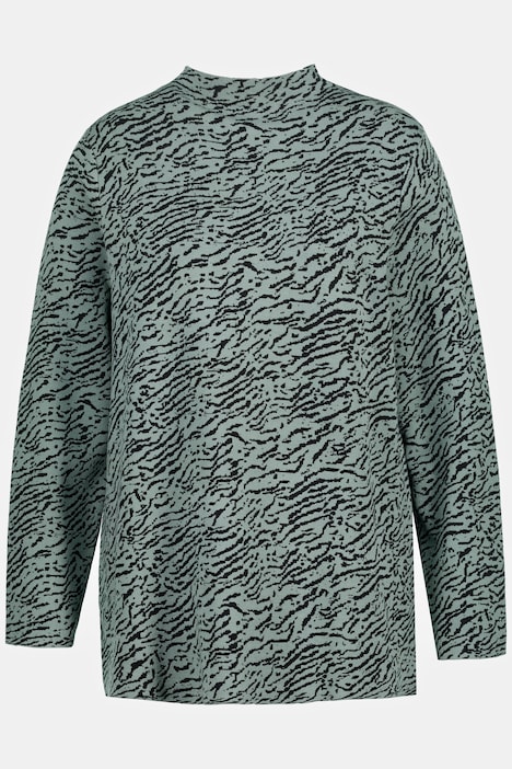 Pullover, Zebra-Design, Stehkragen, Langarm
