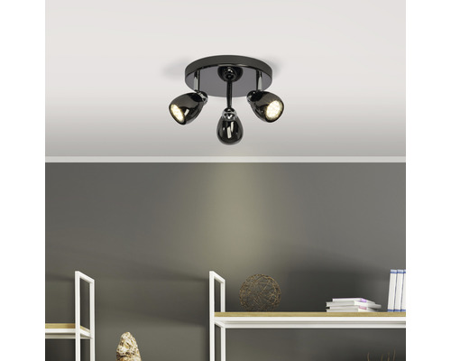 LED plafondspot 3x3W 3x250 lm 3000K Ø 33 cm chroom/zwart