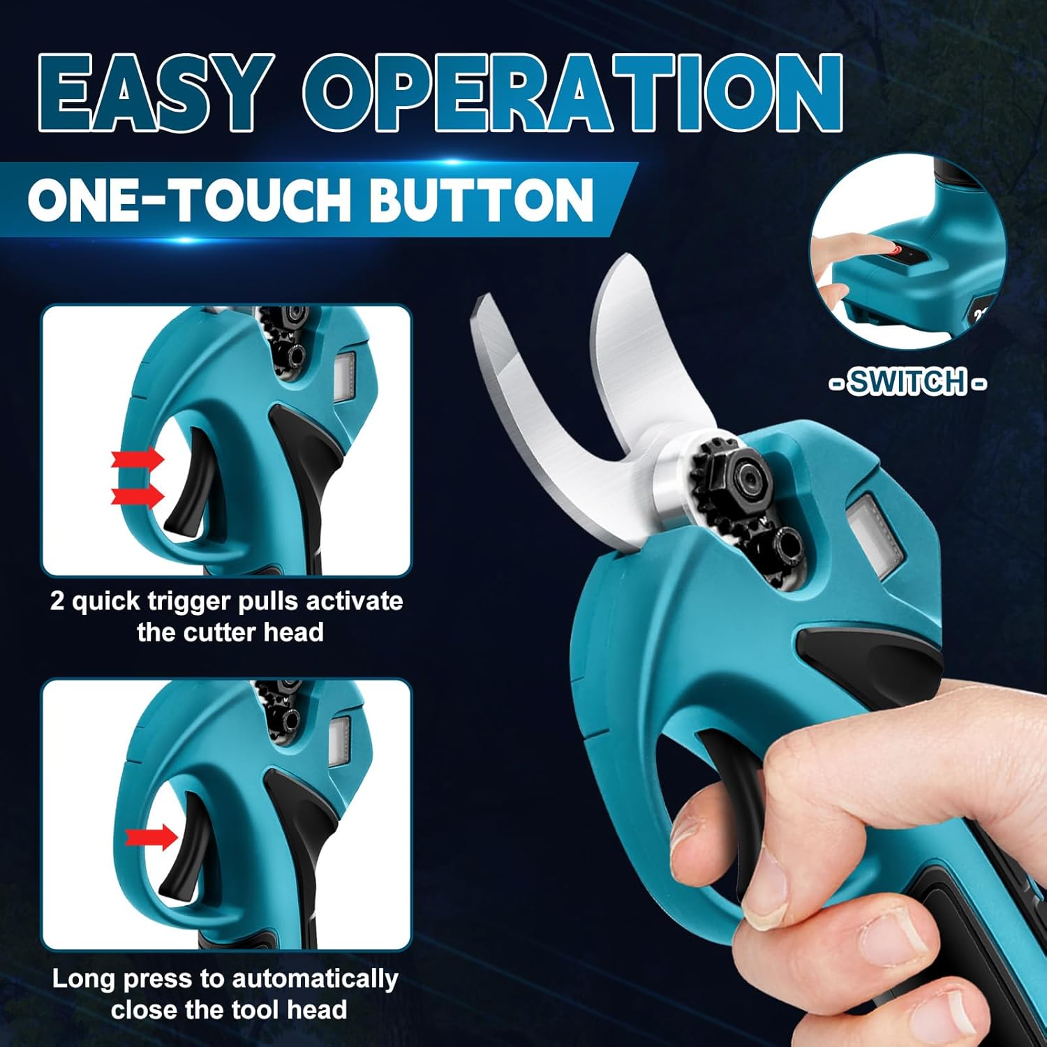 4 in 1 Akku Hochentaster 6 Zoll Mini Kettensäge baumsäge kompatibel mit Makita 18V, 45 mm Elektrische säge Gartenschere, Baumschere Astschere HandKettensäge Teleskop Astsäge (ohne Akku)