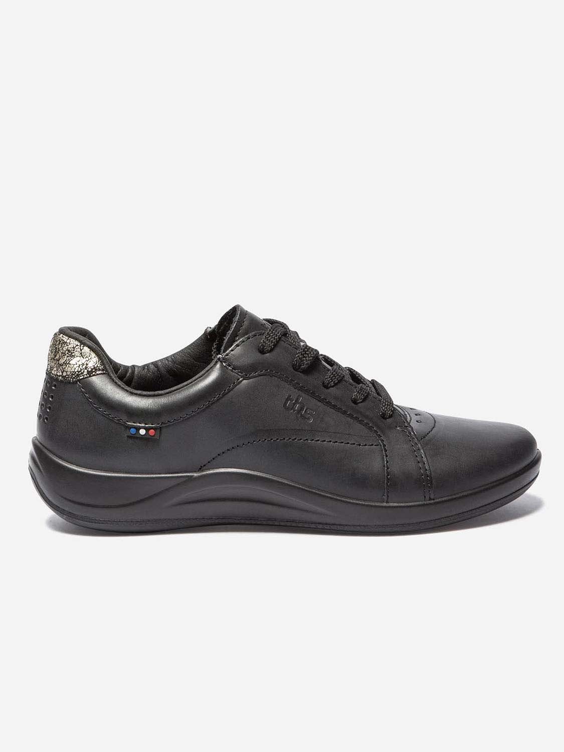 Baskets Femme Confort Dessus Cuir Noir
