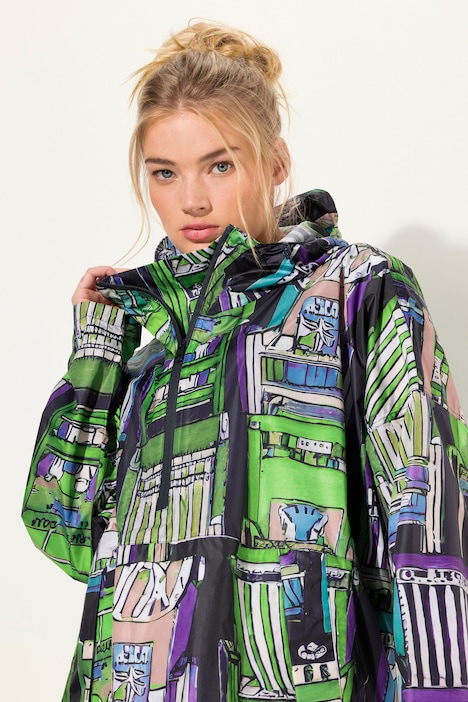 Funktions-Regencape, Unisex, Print, Kapuze