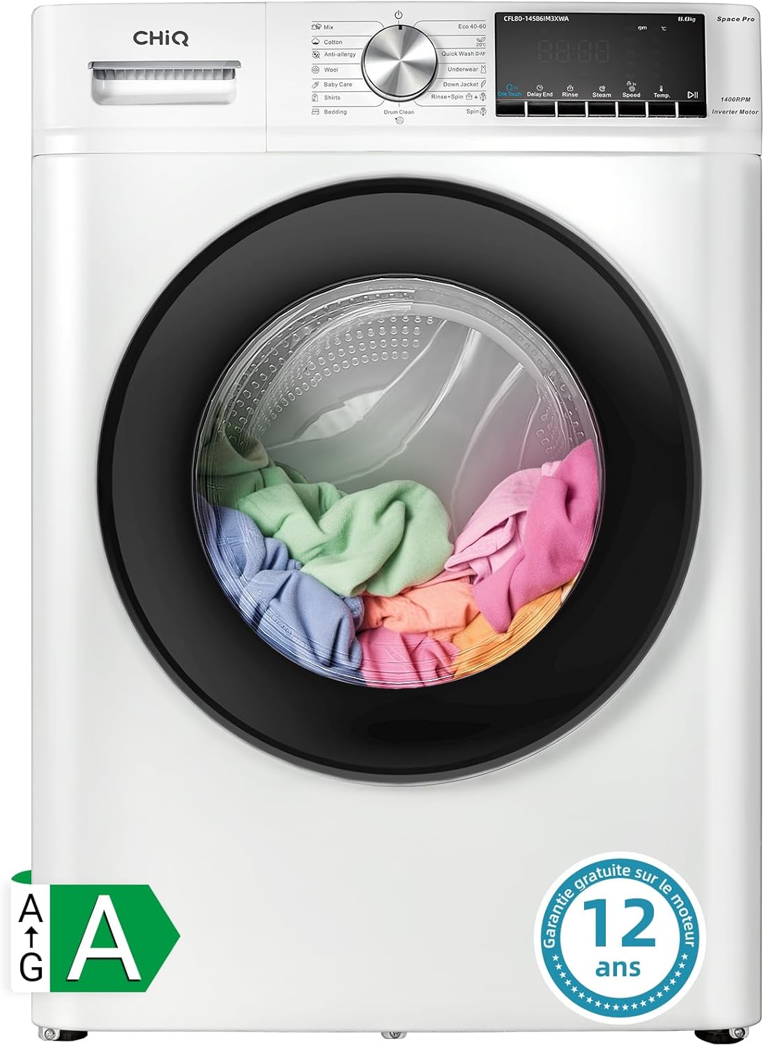 Machine à laver CHiQ CFL80-14586IM3XWA, blanc