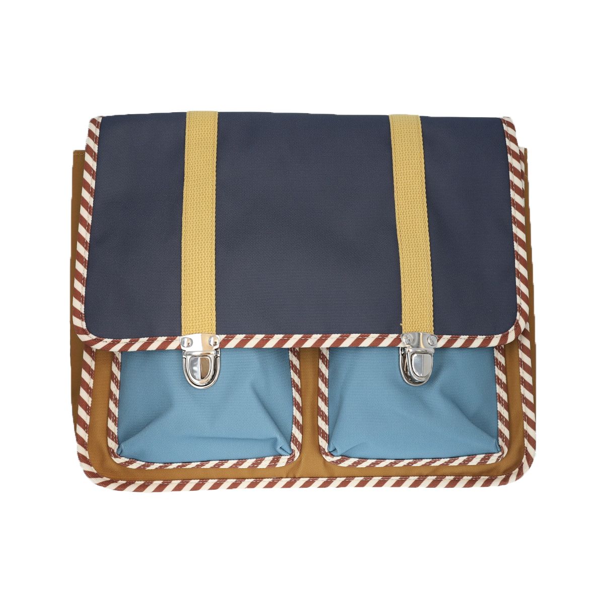 Cartable d'école bleu et marron Roodoudou